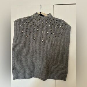House of Harlow 1960 Gray Embellished Turtleneck Sweater